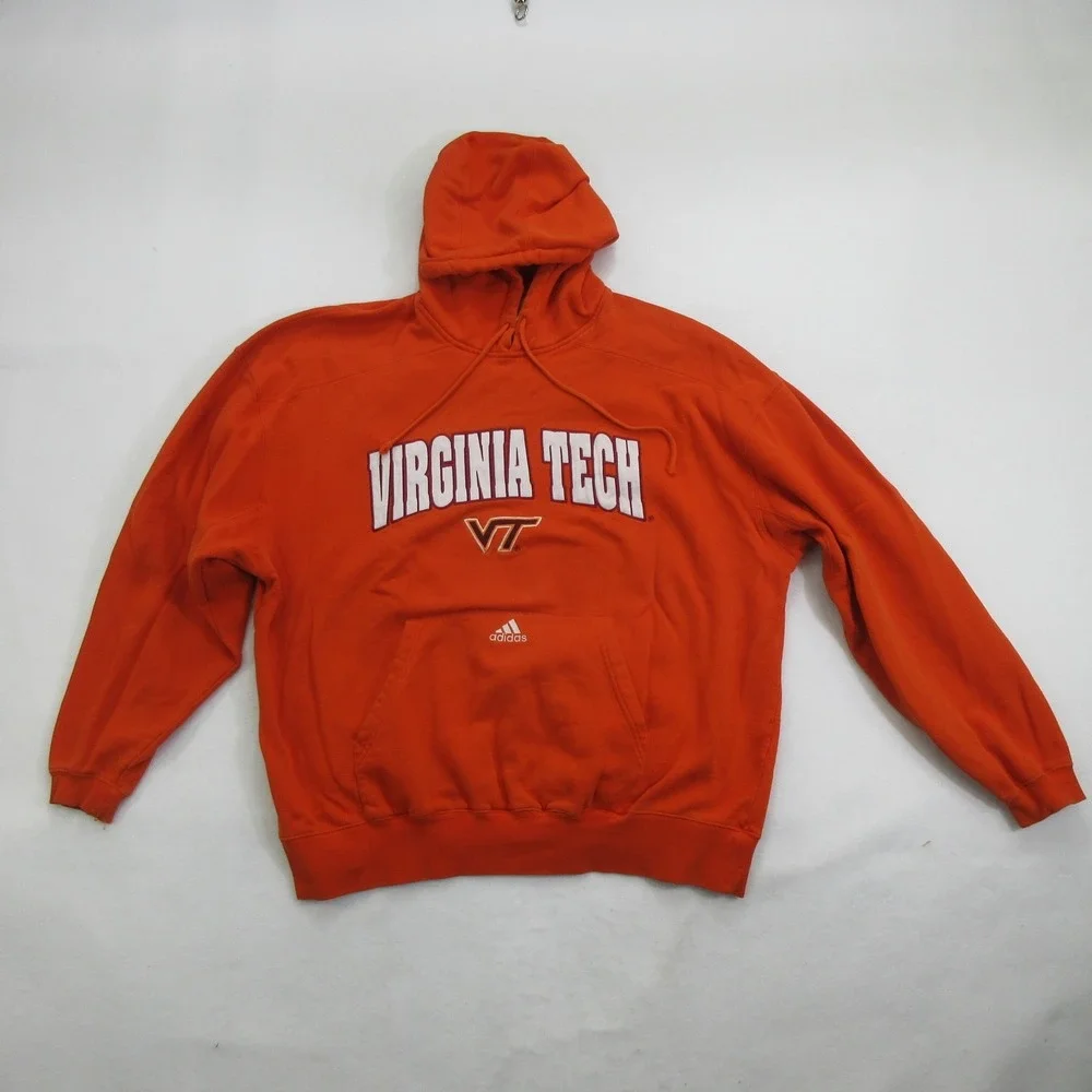 Adidas Hoodie 2XL Virginia Tech Hokies Orange Sweatshirt VT Vintage NCAA